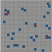 照片9：低覆盖率的重叠图，显示重叠模型，使用“4个方形单元”的弹坑