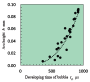 图6：气泡显影时间与弧高之间的关系